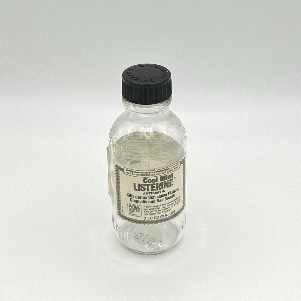 Vintage 90s Listerine Cool Mint 3 Ounce Glass Bottle Lambert Collectible EMPTY